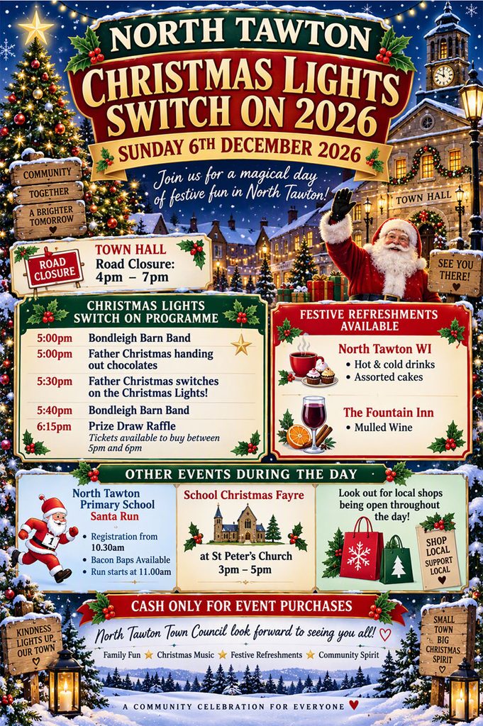 Poster for concert in North Tawton for Christmas